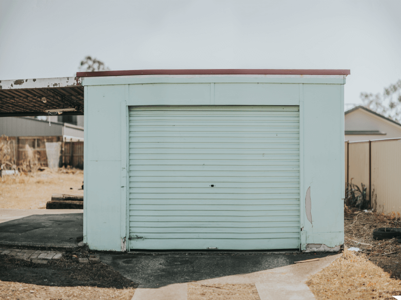 White garage with white garage door